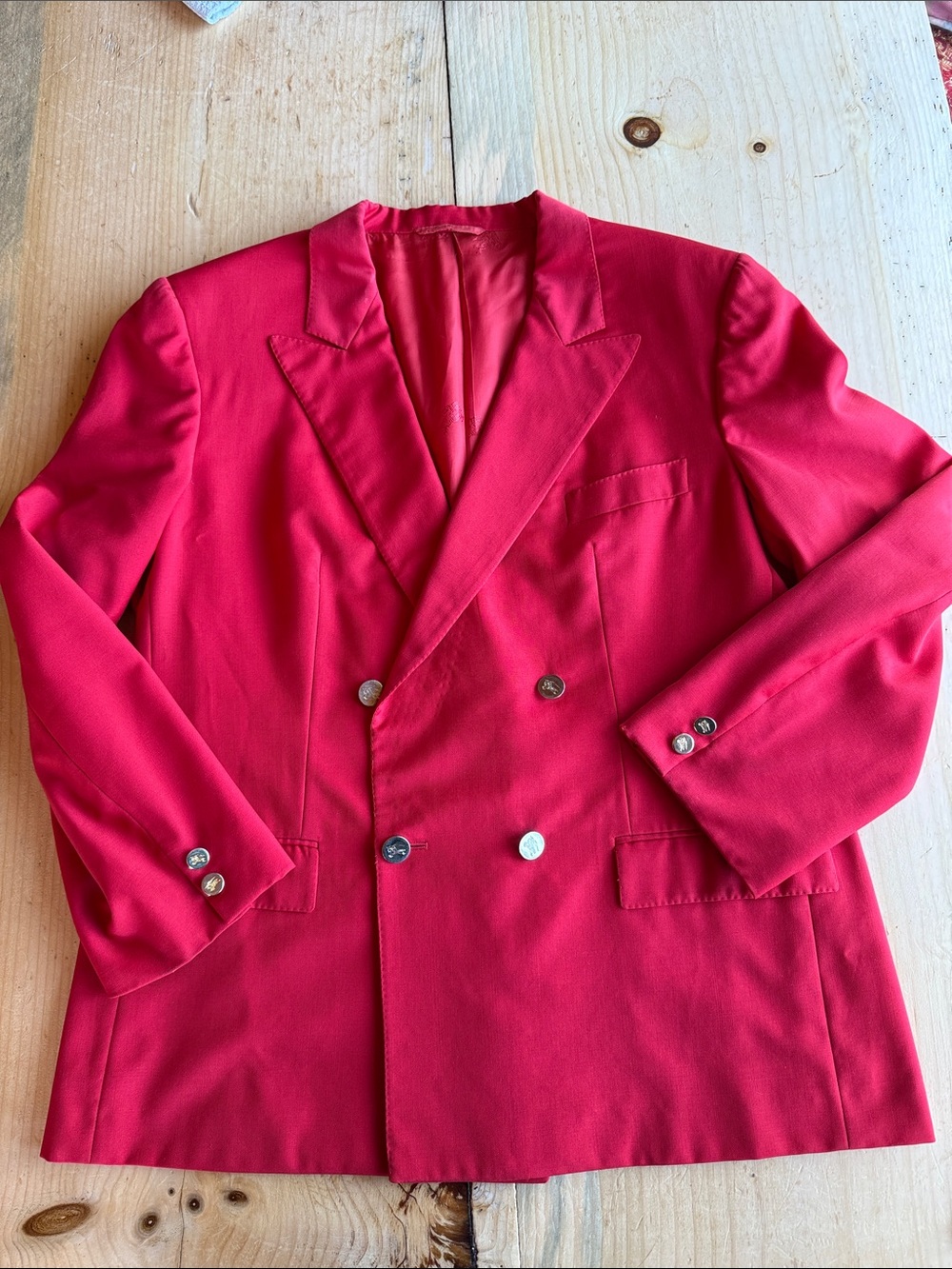 Vintage Burberrys’ Red Double-Breasted Women's Blazer Jacket